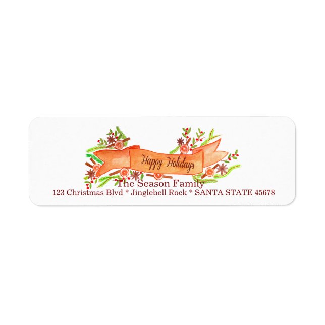 Happy Holidays, watercolor Christmas banner (Front)