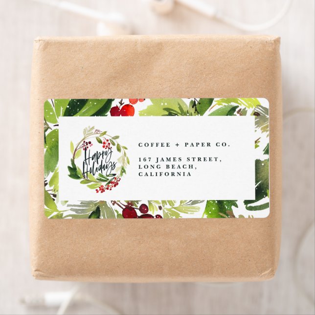 Happy holidays watercolor foliage Christmas (Insitu)