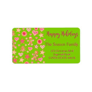 Happy Holidays watercolor gingerbread cookies Label