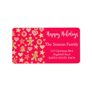 Happy Holidays watercolor gingerbread cookies Label