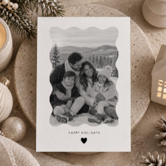 Happy Holidays Wavy Photo Holiday Card