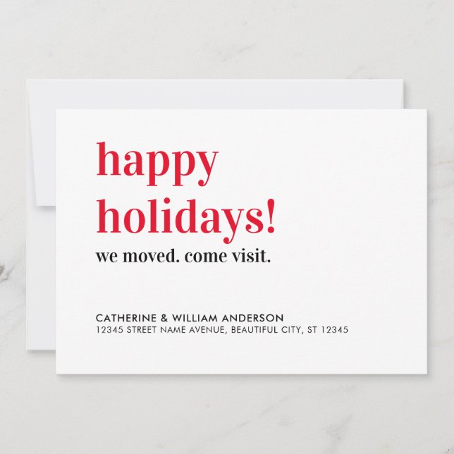 Happy Holidays We've Moved Come Visit Moving Announcement (Front)
