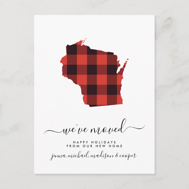 Happy Holidays | We've Moved | Wisconsin Postcard (Front)