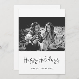 Happy Holidays Whimsical Script Photo Holiday Card