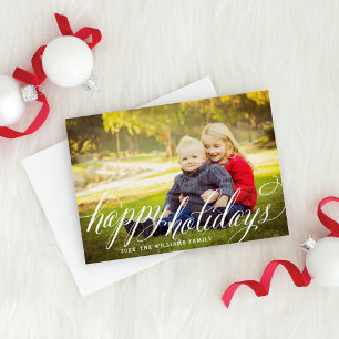 Happy Holidays White Handwritten Script Photo Holiday Card