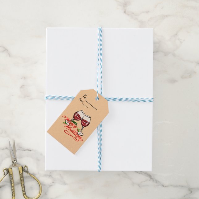 Happy Holidays Wine Gift Tags (With Twine)
