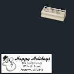 Happy Holidays Winter Christmas Snowman Address Rubber Stamp<br><div class="desc">Rubber stamp features an original marker illustration of a fresh-baked Christmas cookie in the shape of a snowman. Great for holiday mailing, scrapbooking, and crafting! This holiday cookie design is also available on other products. Don't see what you're looking for? Need help with customization? Contact Rebecca to have something designed...</div>