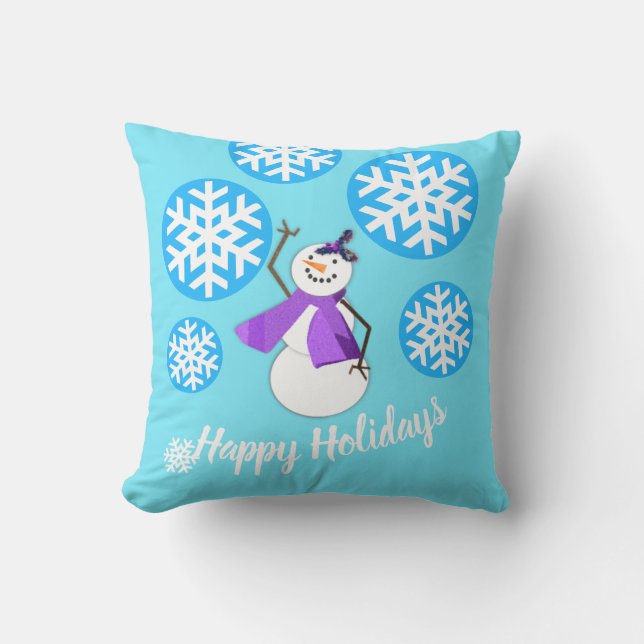 HAPPY HOLIDAYS | Winter Friends3 | Throw Pillow (Front)