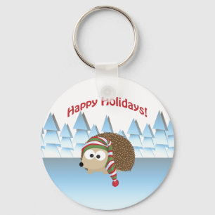 Happy Holidays! Winter Hedgehog Keychain