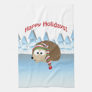 Happy Holidays! Winter Hedgehog Kitchen Towel
