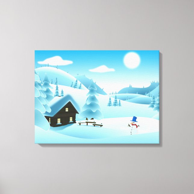 "HAPPY HOLIDAYS" WINTER LANDSCAPE CANVAS PRINT (Front)