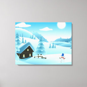 "HAPPY HOLIDAYS" WINTER LANDSCAPE CANVAS PRINT