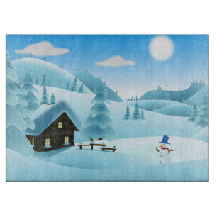 "HAPPY HOLIDAYS" WINTER LANDSCAPE CUTTING BOARD