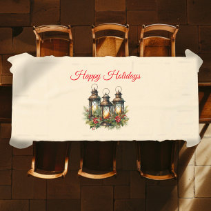 Happy Holidays Winter Lanterns Tablecloth