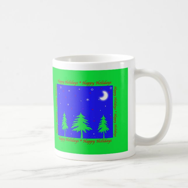Happy Holidays Winter Scene Coffee Mug (Right)