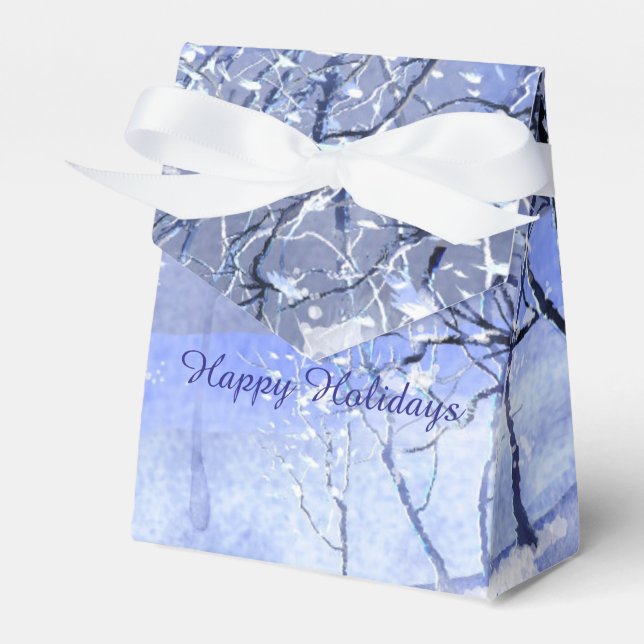 Happy Holidays Winter Snow Favour Box (Front Side)