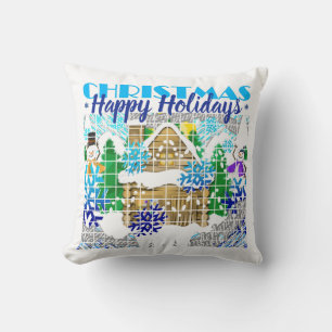 HAPPY HOLIDAYS   Winter Wonderland   Advent   Throw Pillow