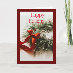 **HAPPY HOLIDAYS** WITH BEAUTIFUL WREATH HOLIDAY CARD