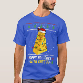 Happy Holidays With Cheese Christmas Cheeseburger  T-Shirt