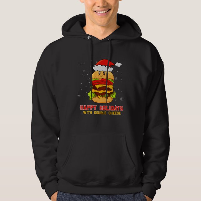 Happy Holidays With Double Cheese Christmas Cheese Hoodie (Front)