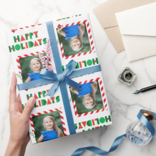 Happy Holidays With One Frame Photo Christmas Wrapping Paper