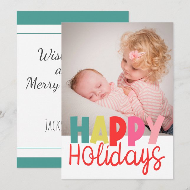 Happy Holidays with photo Christmas greeting card (Front/Back)