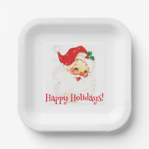 Happy Holidays With Santa Paper Plate