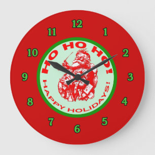 Happy Holidays With Santa Wall Clock