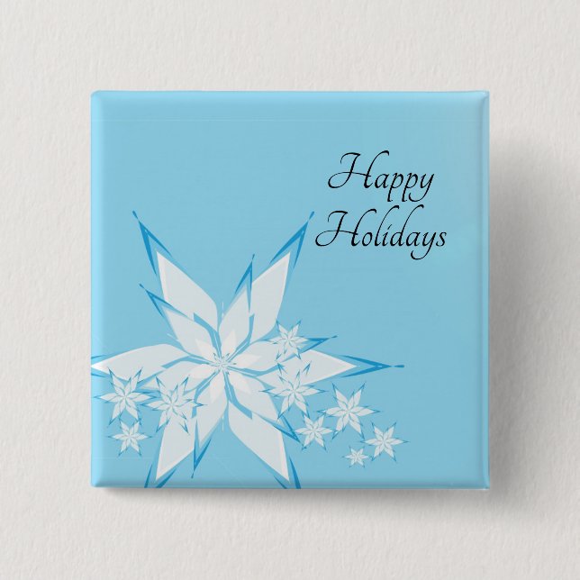 Happy Holidays with Snowflake Art 2 Inch Square Button (Front)