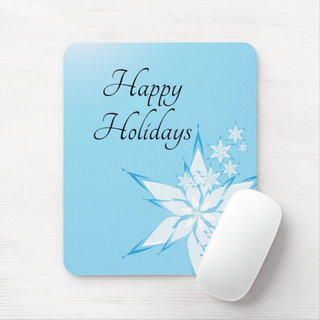 Happy Holidays with Snowflake Art Mouse Pad (With Mouse)