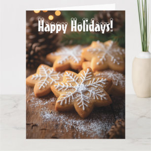 Happy Holidays with Snowflake-Shaped Cookies Card