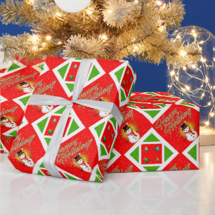 Happy Holidays with Snowman on Christmas Wrapping Paper
