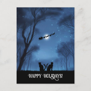 Happy Holidays with Two Cats and Santa Holiday Postcard