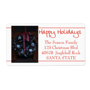 Happy Holidays x-mas wreath Holiday Label