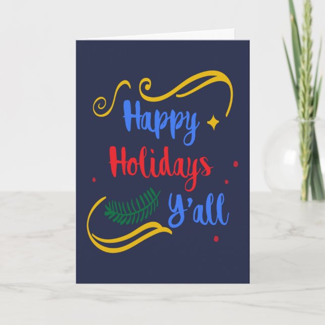 Happy Holidays Y'all, Funny Christmas Design, ZSG Holiday Card (Front)