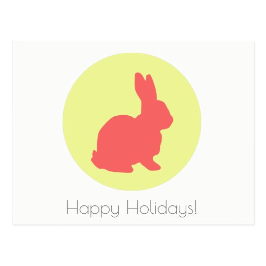 Happy Holidays Yellow Bunny Postcard