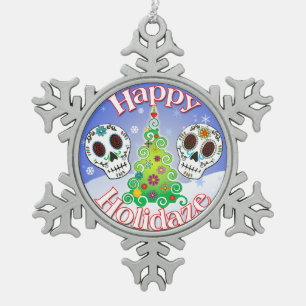 Happy Holidaze Sugar Skull Ornament