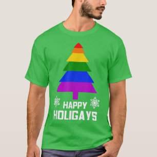 Happy Holigays Funny Gay LGBT Christmas Gift T  T-Shirt