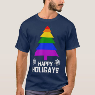 Happy Holigays Funny Gay LGBT Christmas Gift T T-Shirt