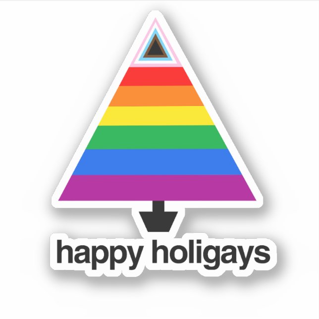 Happy Holigays Progress Pride Tree (Front)