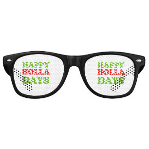 Happy Holla Days -- Holiday Humour Retro Sunglasses