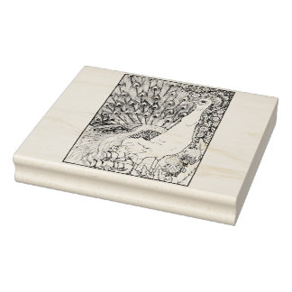 Happy Hollow Peacock Rubber Stamp