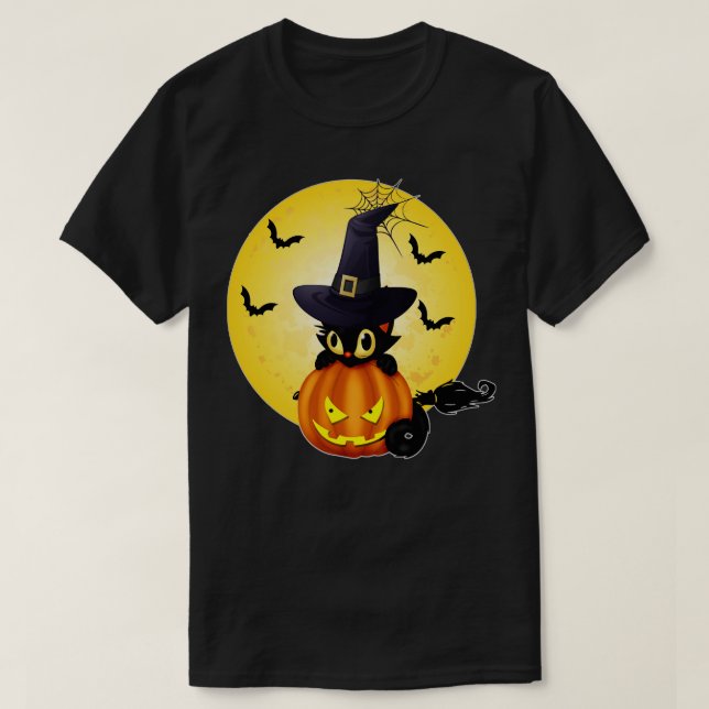 Happy Holloween Cat T-Shirt (Design Front)