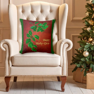 Happy Holly-Days Christmas Pillow