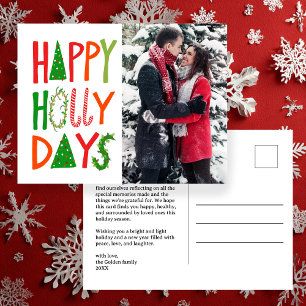 HAPPY HOLLY DAYS Holiday Xmas Christmas CUSTOM Postcard