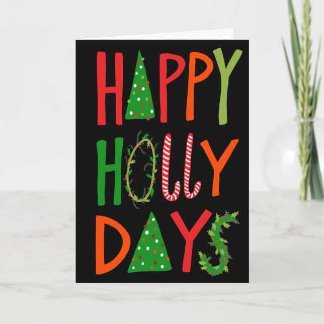 HAPPY HOLLY DAYS Sweet Holiday Xmas Christmas  Card (Front)