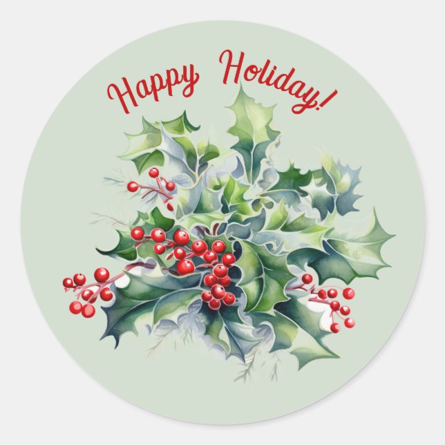 Happy Holly Holiday Sticker (Front)