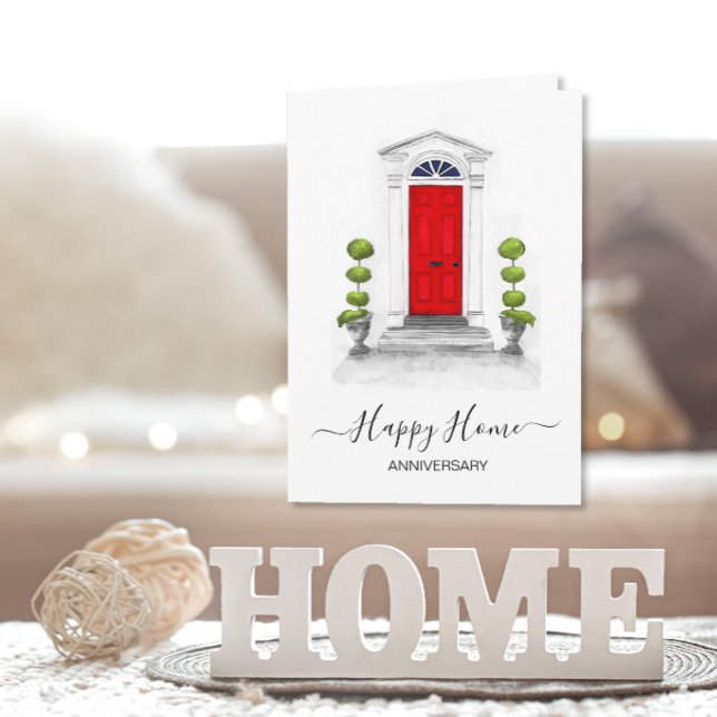 Happy Home Anniversary Card, Red Door Illustration Card (Creator Uploaded)
