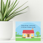 Happy Home Anniversary Custom Realtor Card<br><div class="desc">Happy home anniversary marketing cards featuring a cute drawing of a house for a real estate company to send out to clients. Loan officers and mortgage companies can also use these cards as a promotion tool to remind previous customers that they may be ready to refinance or look for a...</div>