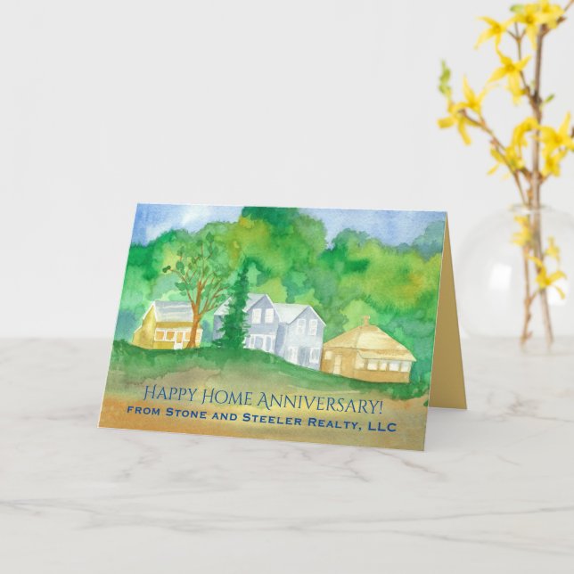 Happy Home Anniversary From Realtor Custom Name Card (Yellow Flower)